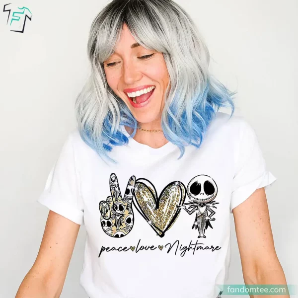 Peace Love Nightmare Scary Halloween Movie Shirt