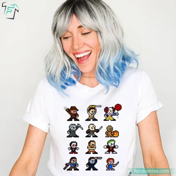 Pixel Horror Character Funny Halloween Movie Shirt