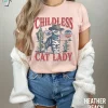 Retro Childless Cat Lady Funny Cat Womens Shirt for 2024 President Election 2