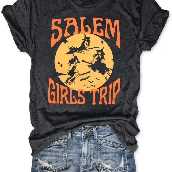 Salem Girls Trip Funny Halloween Witch T Shirts for Girls