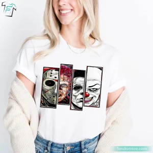 Scary Face of Horror Characters Funny Horror Movie Shirt 2