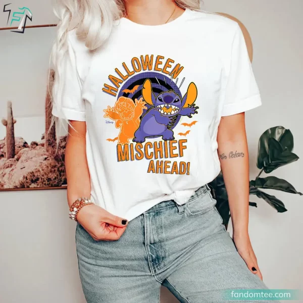 Halloween Mischief Ahead Funny Lilo and Stitch Halloween Shirt