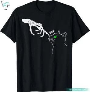 Skeleton Hand Boop On A Cat's Nose Funny Halloween Cat Shirt