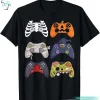 Skeleton Zombie Gaming Controllers Funny Halloween Skeleton Shirt for Boys Mom Kids