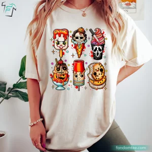 Summer Popsicle Halloween Ice Cream Summerween Funny Horror Movie Shirt