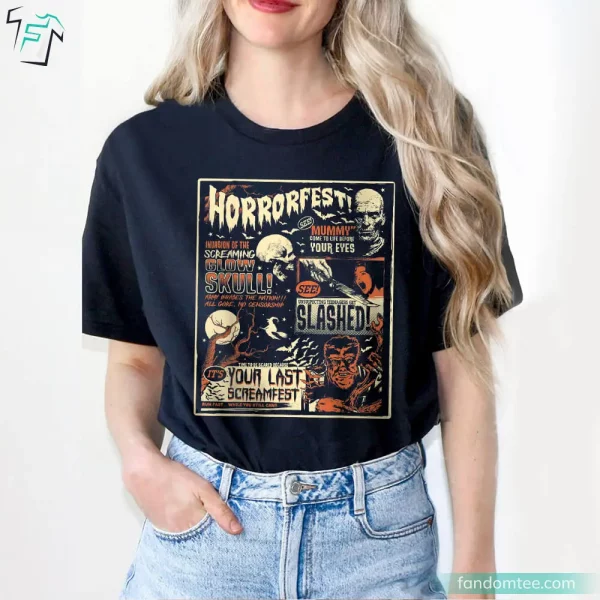 Vintage Horrorfest Halloween Movie Shirt for Horror Movie Fans