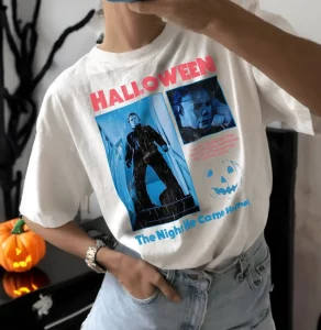 Vintage Scary Characters Horror Movies Shirt Funny Halloween Tee 2