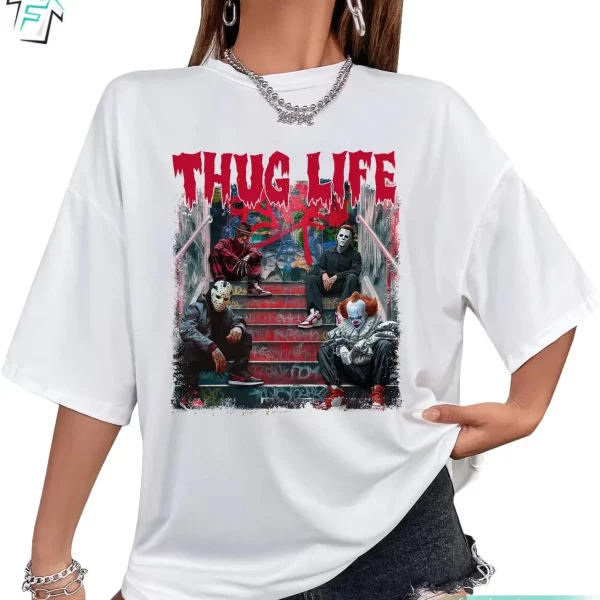 Vintage Scary Halloween THUG LIFE Horror Movies Shirt