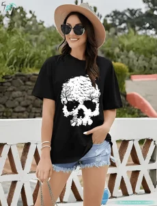 Vintage Skull Tree Funny Gothic Halloween Skeleton Shirt for Women Horror Scary Tee 2