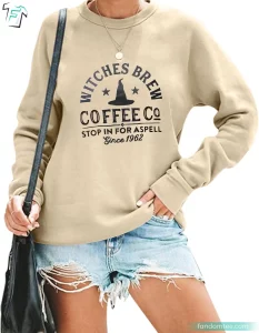 Women Halloween Witches Brew Coffee Co Funny Witch Shirts