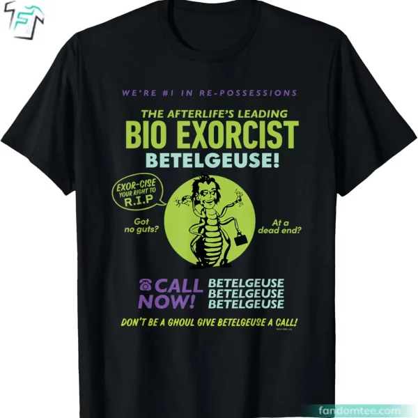 Afterlife’s Leading Bio Exorcist Betelgeuse Ad Beetlejuice T Shirt Vintage Retro Tee