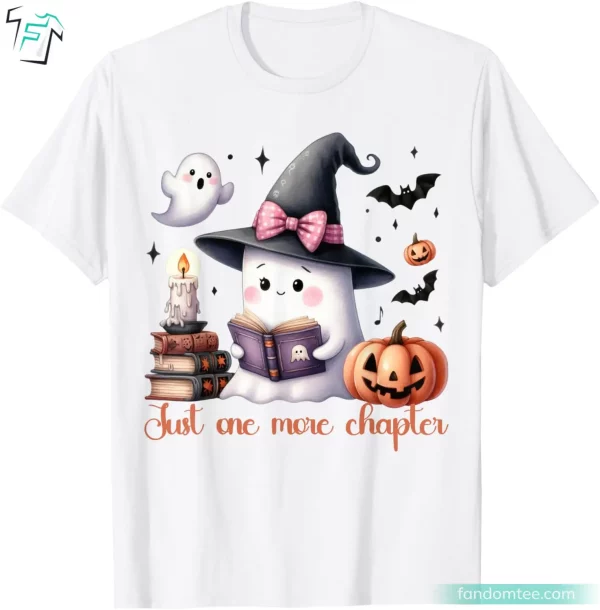 Boo Ghost Shirt Funny Boo Books Coquette Bow Halloween Women School Teacher Gift