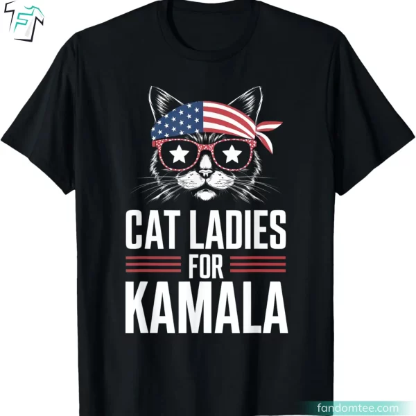 Cat Ladies For Kamala Harris Shirt Funny President Election 2024 Tee