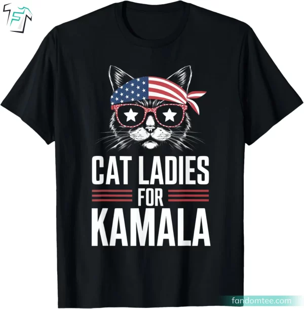 Cat Ladies For Kamala Harris Shirt Funny President Election 2024 Tee