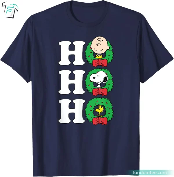 Charlie Snoopy Woodstock Ho Ho Ho Wreath Funny Charlie Brown Shirt