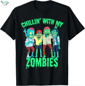 Chillin With My Zombies Funny Halloween Zombie Shirt For Boys Kids