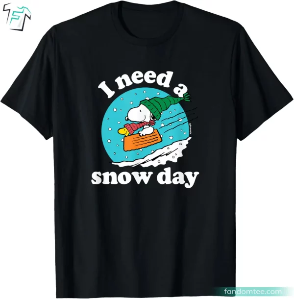 Christmas Snoopy I Need A Snow Day Funny Peanuts T-Shirts For Adults