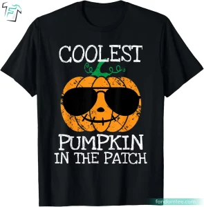 Coolest Pumpkin In The Patch Halloween Pumpkin T Shirt for Boys Girls Teens