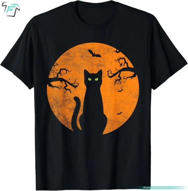 Funny Black Cat Shirt Halloween Tee For Cat Lovers