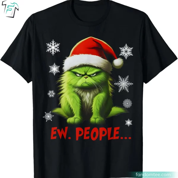 Funny Christmas Cat Ew People Christmas Cat T Shirt Meowy Cat Lovers Gift Tee