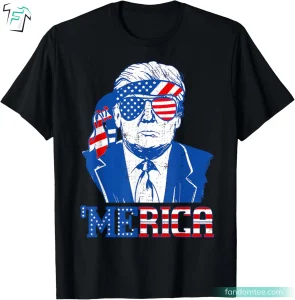 Funny Trump Shirts Donald Trump Merica Sunglasses US Flag