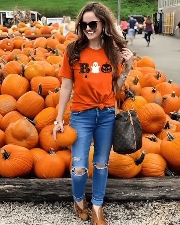 Funny Ghost Pumpkin Spider Halloween Boos Shirt