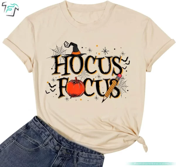 Funny Hocus Focus Teacher Halloween Shirt Spooky Tee Top