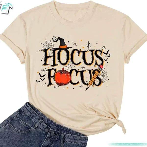 Funny Hocus Focus Teacher Halloween Shirt Spooky Tee Top