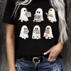 Ghost Reading Books Cute T Shirt Boo Boo Spooky Season Tee 2