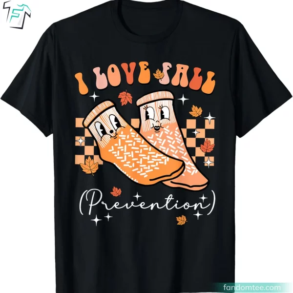 Groovy Retro I Love Fall Prevention Fall Vibes Shirt