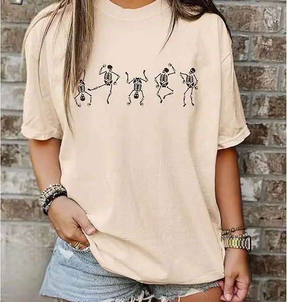 Halloween Dancing Skeleton Graphic Tees for Boys Girls