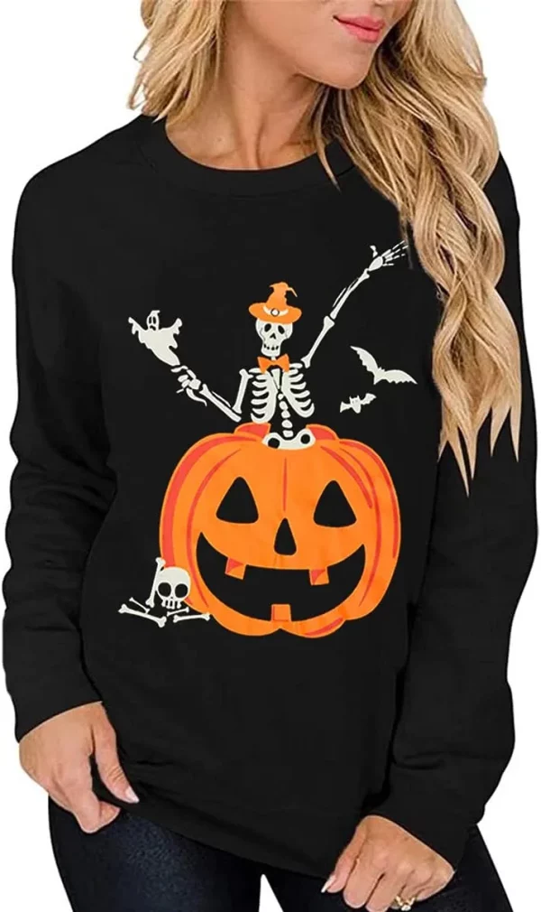 Halloween Pumpkin Face Tee Funny Skeleton T Shirt For Men