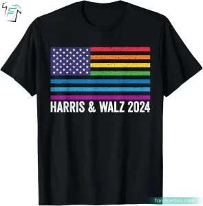 Harris & Walz 2024 America LGBT Flag For Kamala T Shirt