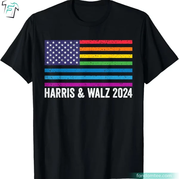 Harris & Walz 2024 America LGBT Flag For Kamala T Shirt