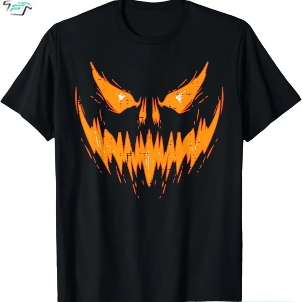 Jack O Lantern Face Halloween Men Pumpkin T Shirt Scary Spooky Tee