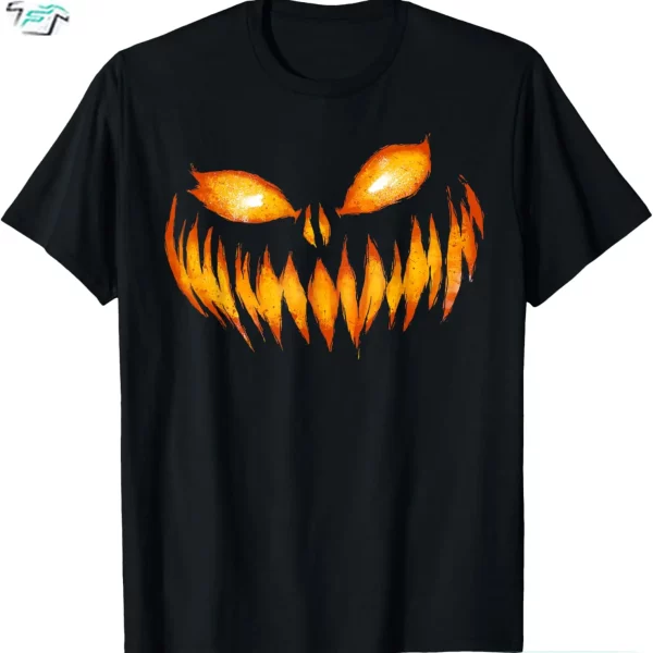 Jack O Lantern Tee Funny Scary Carved Pumpkin Face Halloween Shirt