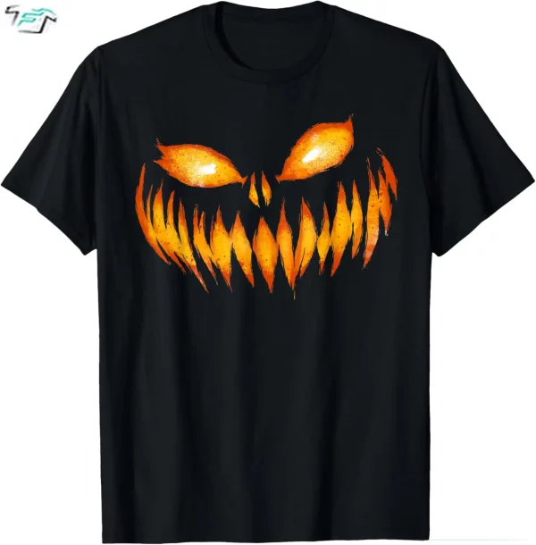 Jack O Lantern Tee Funny Scary Carved Pumpkin Face Halloween Shirt