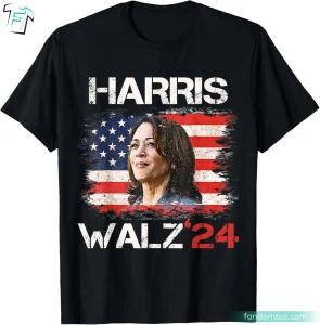 Kamala Harris Tim Walz 24 Kamala Harris T Shirt Retro America Flag