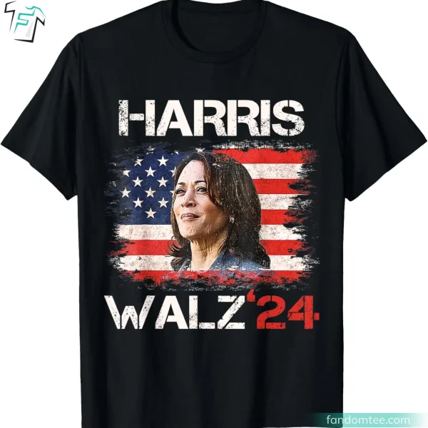 Kamala Harris Tim Walz 24 Kamala Harris T Shirt Retro America Flag