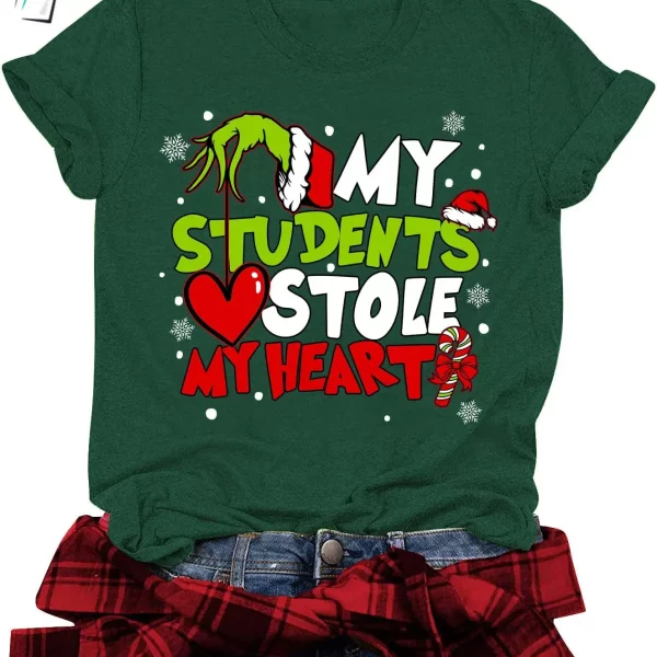 My Students Stole My Heart Funny Christmas Grinch Shirts