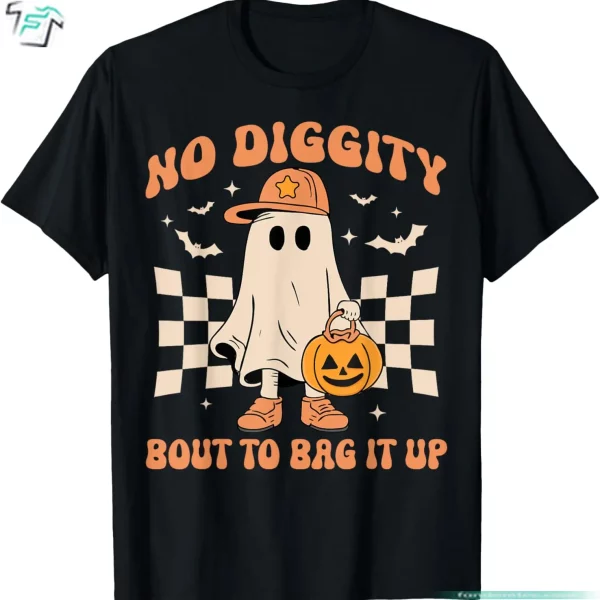 No Diggity Bout To Bag It Up Halloween Ghost Shirt Funny Cute Boo Boo Tee