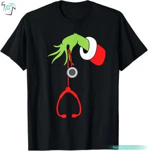 Nurse Christmas Stethoscope Funny Xmas Grinch Shirts For Woman