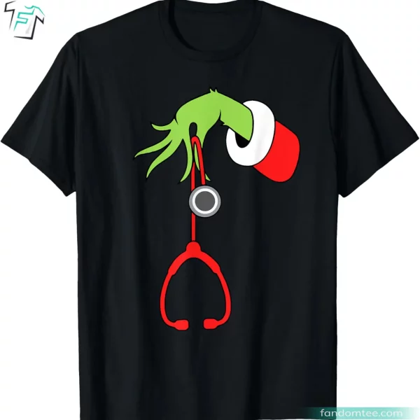 Nurse Christmas Stethoscope Funny Xmas Grinch Shirts For Woman