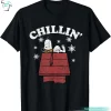 Peanuts Chillin’ Christmas Snowflakes Funny Snoopy Christmas T Shirts