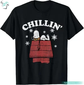 Peanuts Chillin' Christmas Snowflakes Funny Snoopy Christmas T Shirts