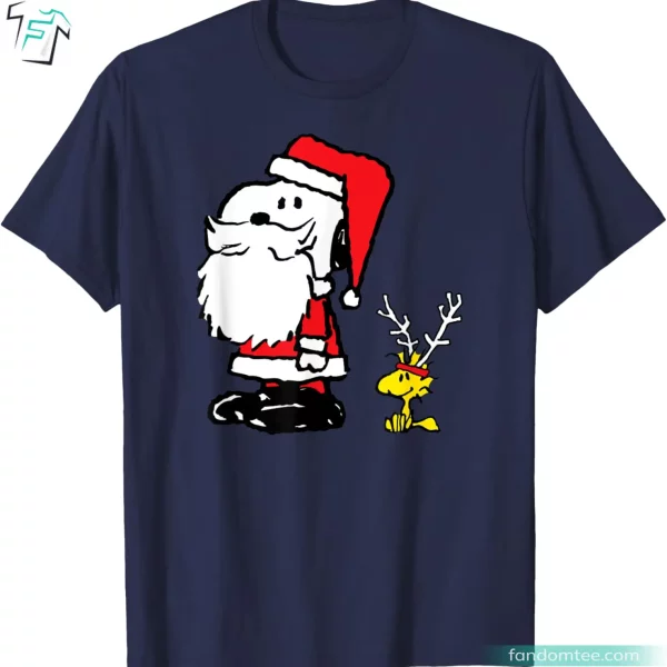 Peanuts Woodstock Reindeer & Santa Snoopy Vintage Shirt