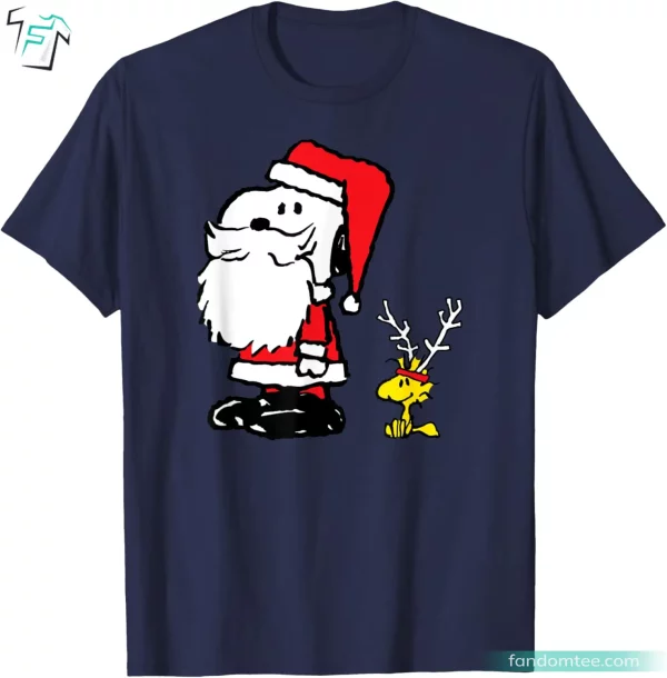 Peanuts Woodstock Reindeer & Santa Snoopy Vintage Shirt