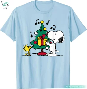 Peanuts Woodstock and Snoopy Shirts For Men Funny Holiday Christmas Tree