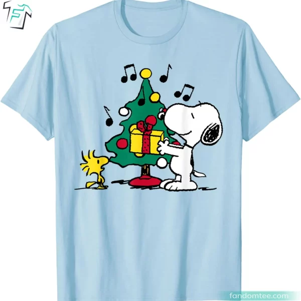 Peanuts Woodstock and Snoopy Shirts For Men Funny Holiday Christmas Tree