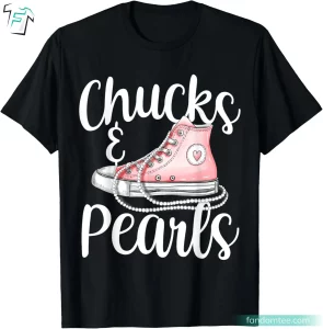 Pink Shoes Chucks and Pearls Funny Kamala Harris 2024 Shirt